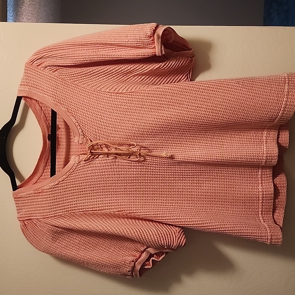 Free People One Pink Lace-Up Women's Top